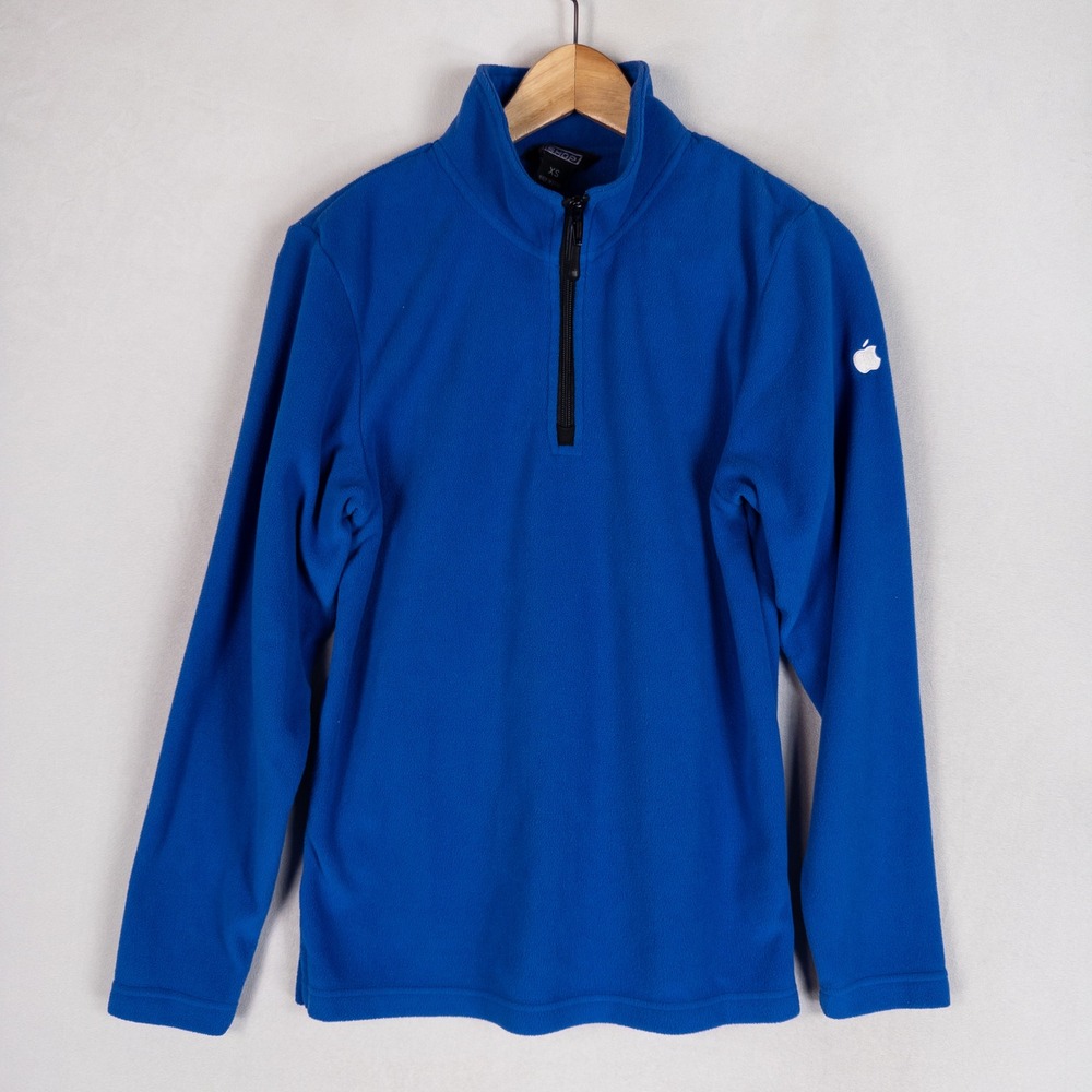 Bishop Fleece 1/4 Zip Pullover Adult XS Blue Apple Logo Tech Employee Sweater